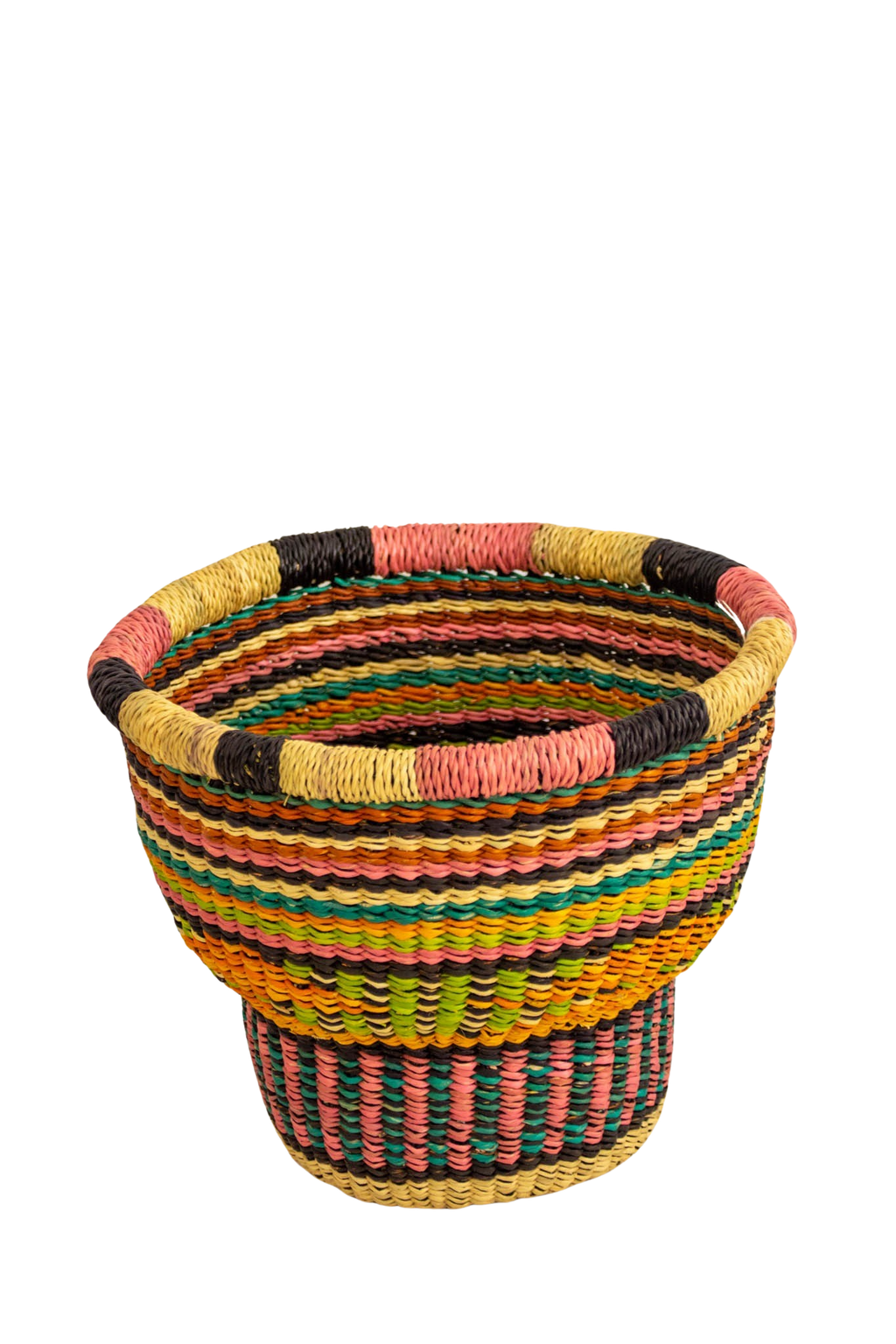 Cesta africana Drum Basket rosa y pistacho - Cesta - ETHNICA DECO
