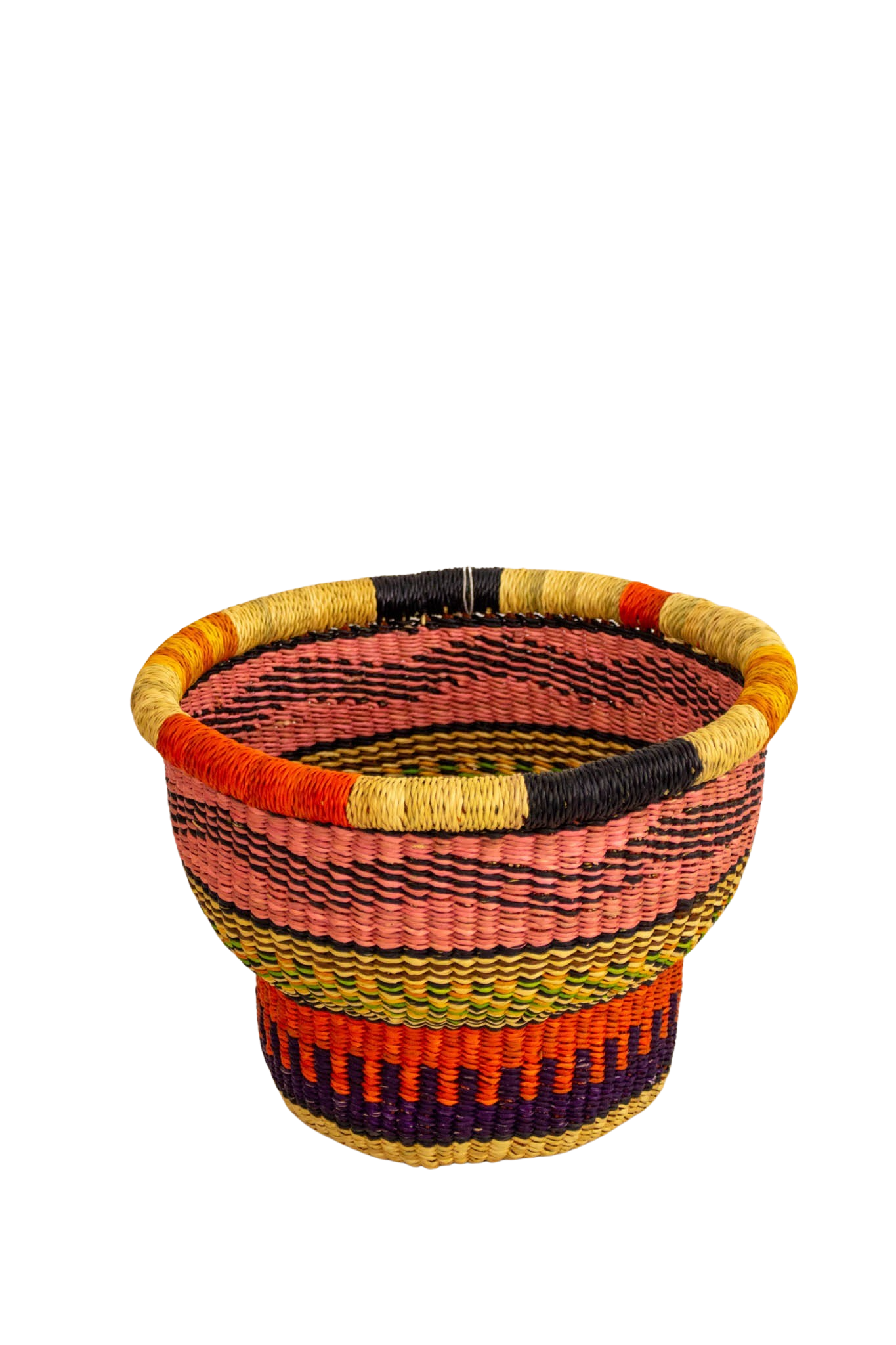 Cesta africana Drum Basket rojo y rosa - Cesta - ETHNICA DECO