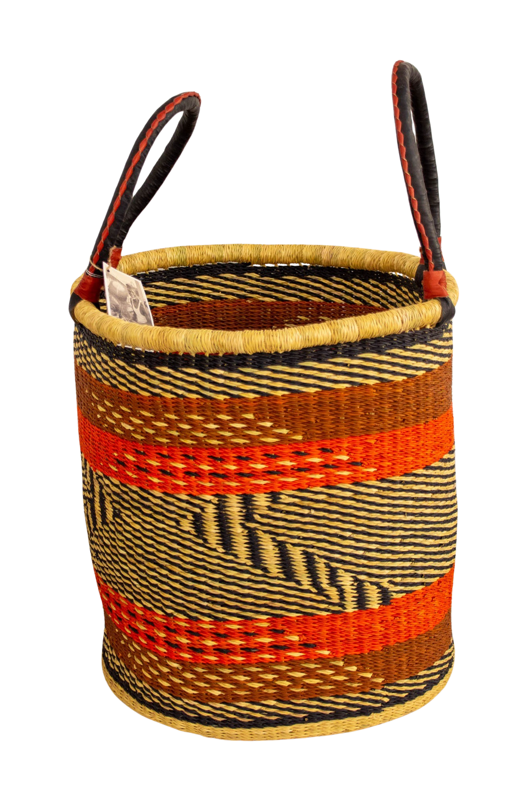 Cesta africana Laundry con asas red stripes de fibra natural - Cesta - ETHNICA DECO