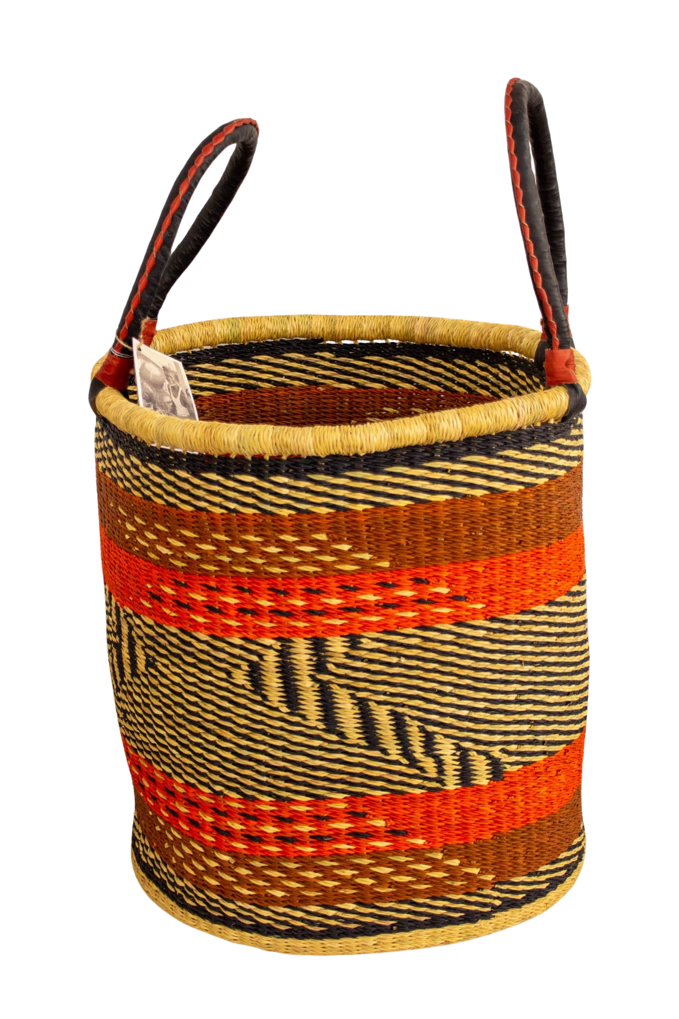 Cesta africana Laundry con asas red stripes de fibra natural - Cesta - ETHNICA DECO