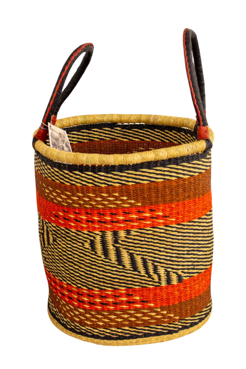 Cesta africana Laundry con asas red stripes de fibra natural - Cesta - ETHNICA DECO