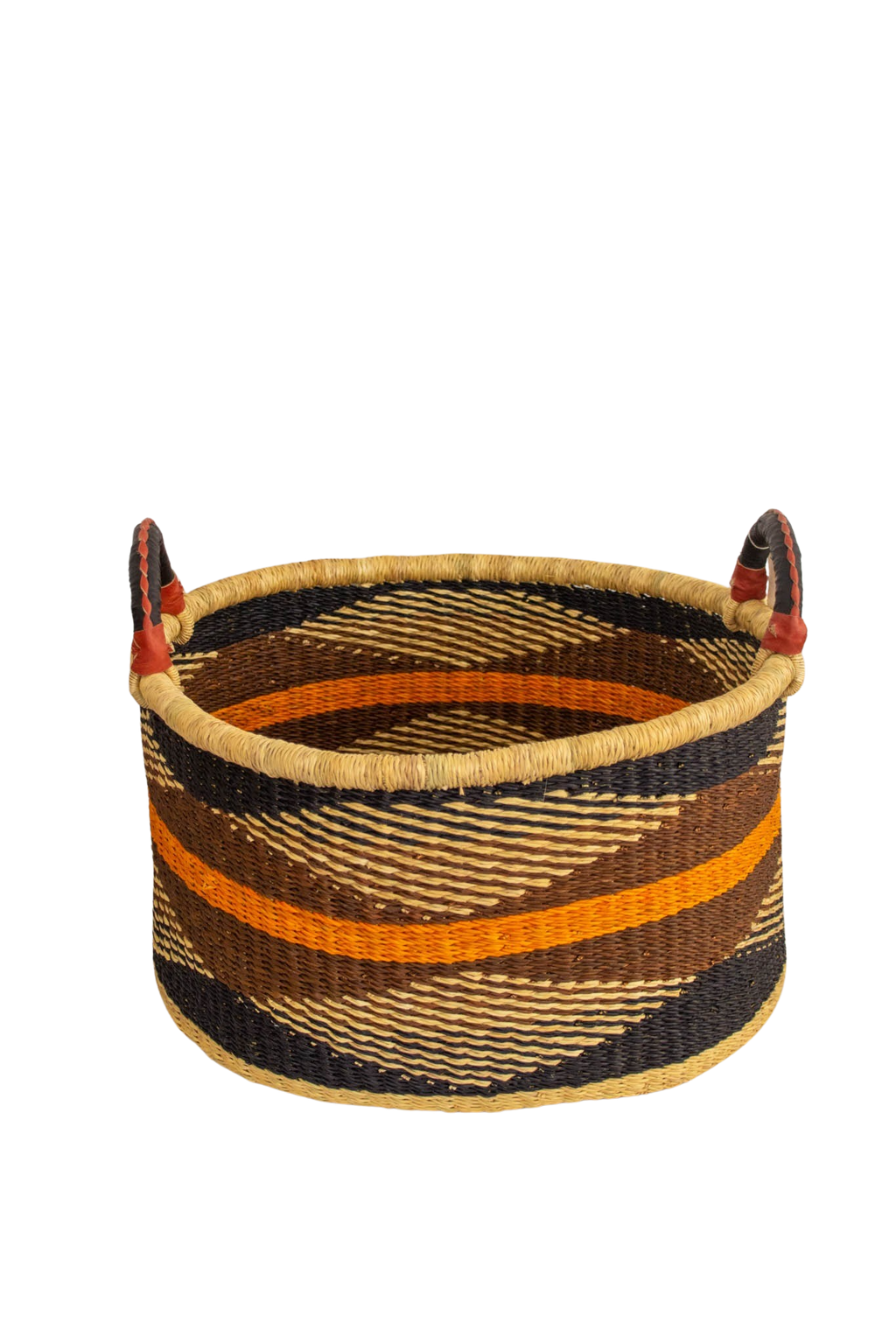 Cesta africana Half Laundry orange stripe de fibra natural - Cesta - ETHNICA DECO