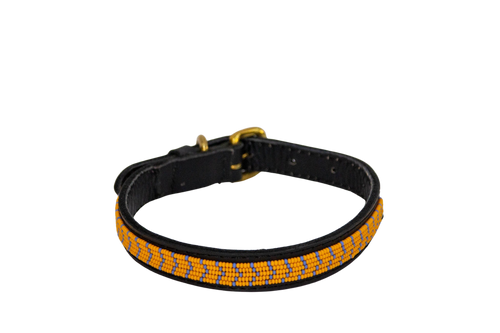 Collar de perro Maasai naranja y lila - collar de perro - ETHNICA DECO
