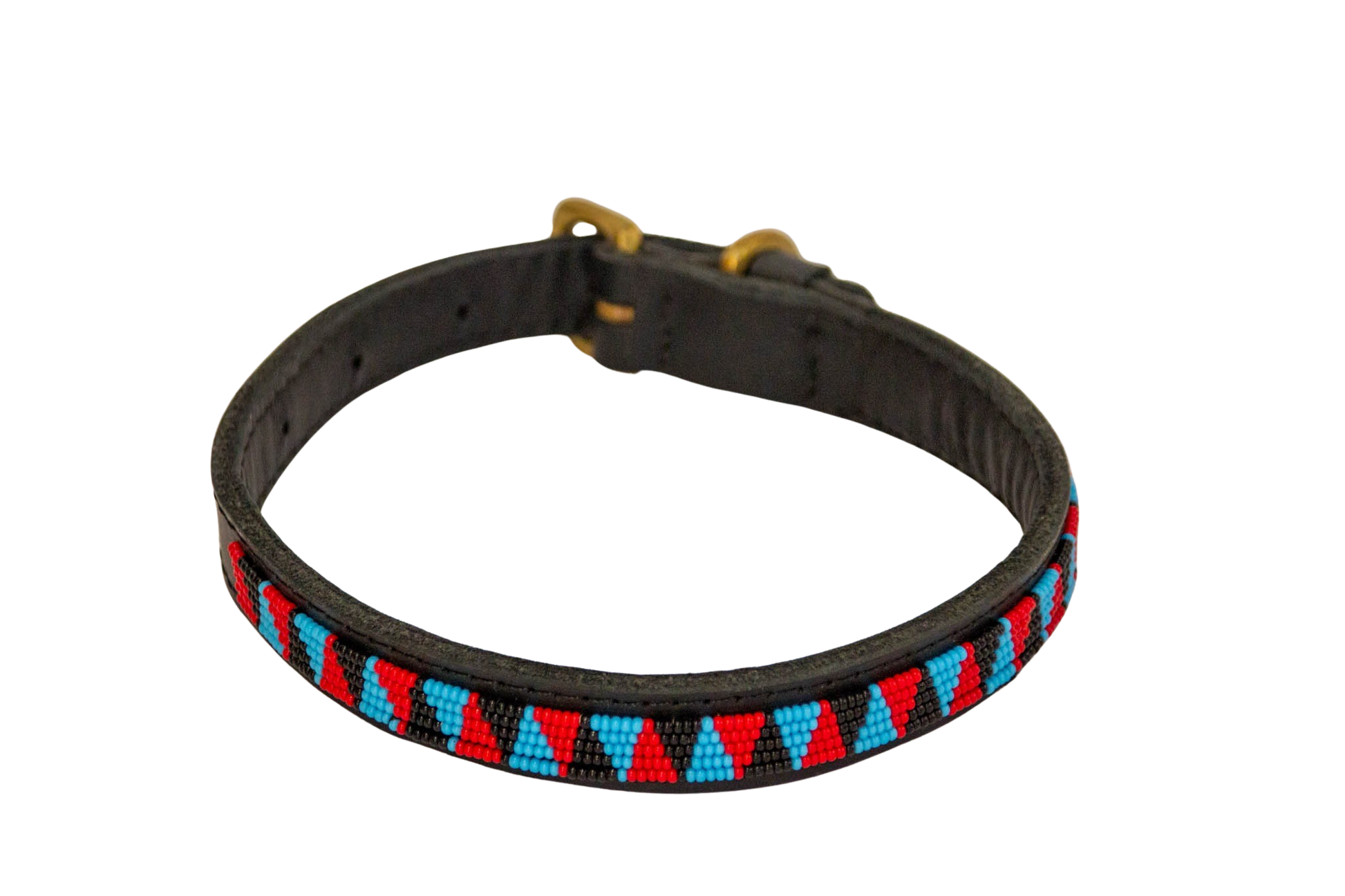 Collar de perro Maasai azul y rojo