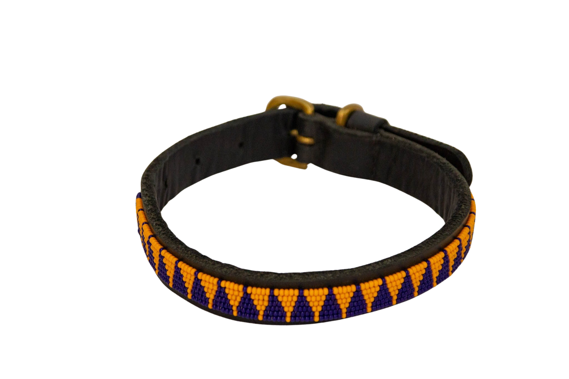 Collar de perro Maasai azul y naranja