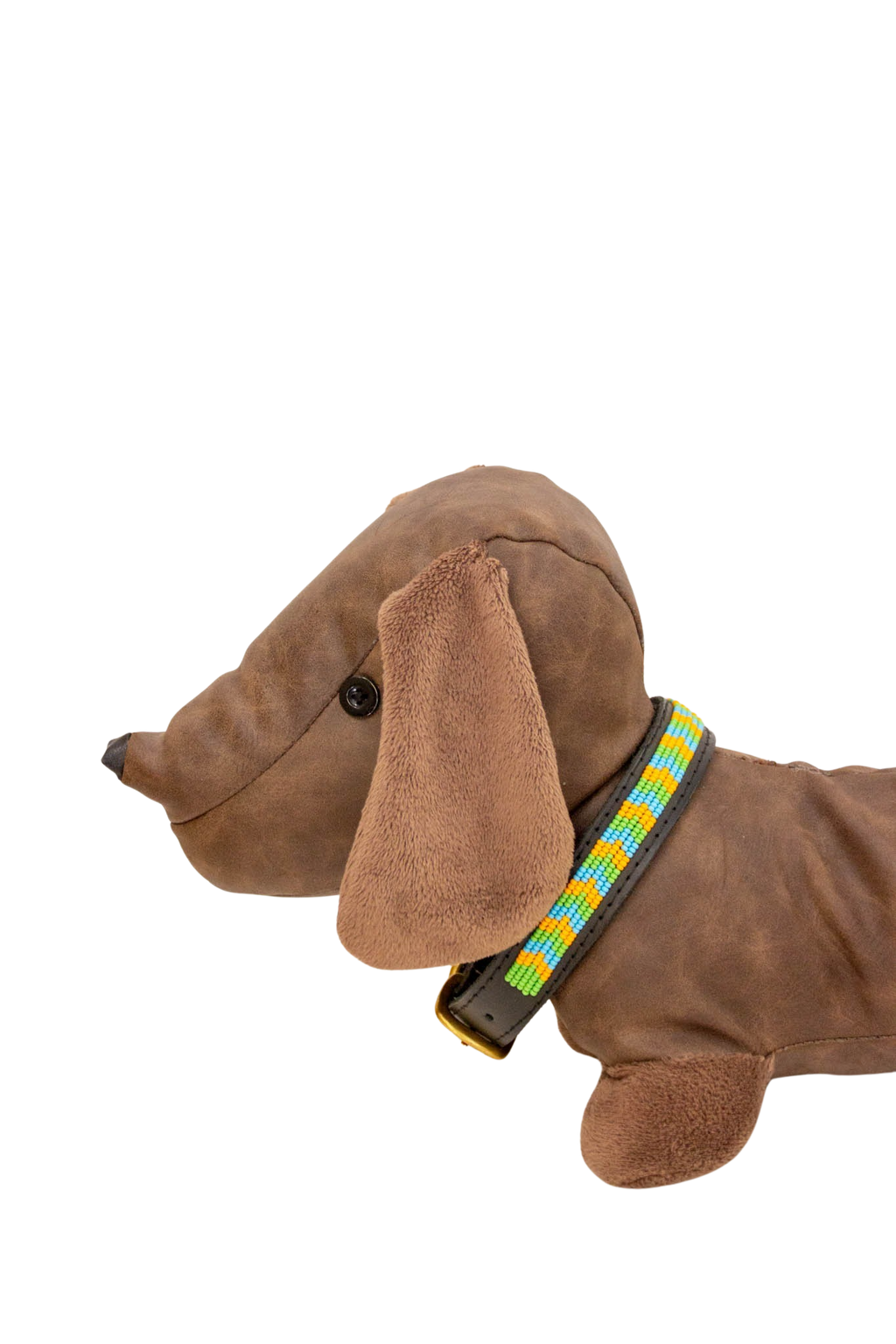 Collar de perro Maasai verde, amarillo y azul