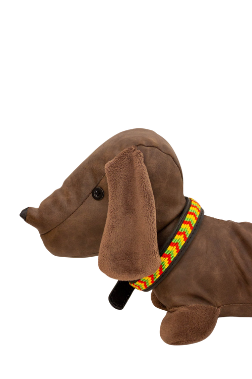 Collar de perro Maasai rojo, amarillo y verde - collar de perro - ETHNICA DECO