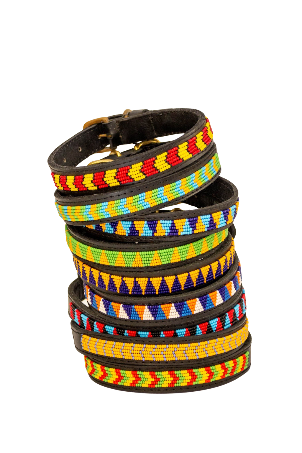 Collar de perro Maasai azul y naranja