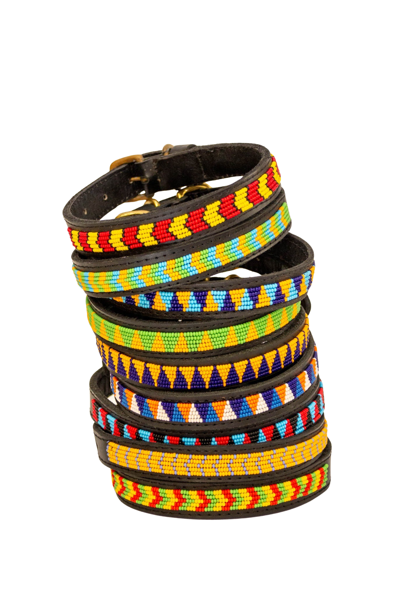 Collar de perro Maasai azul y naranja