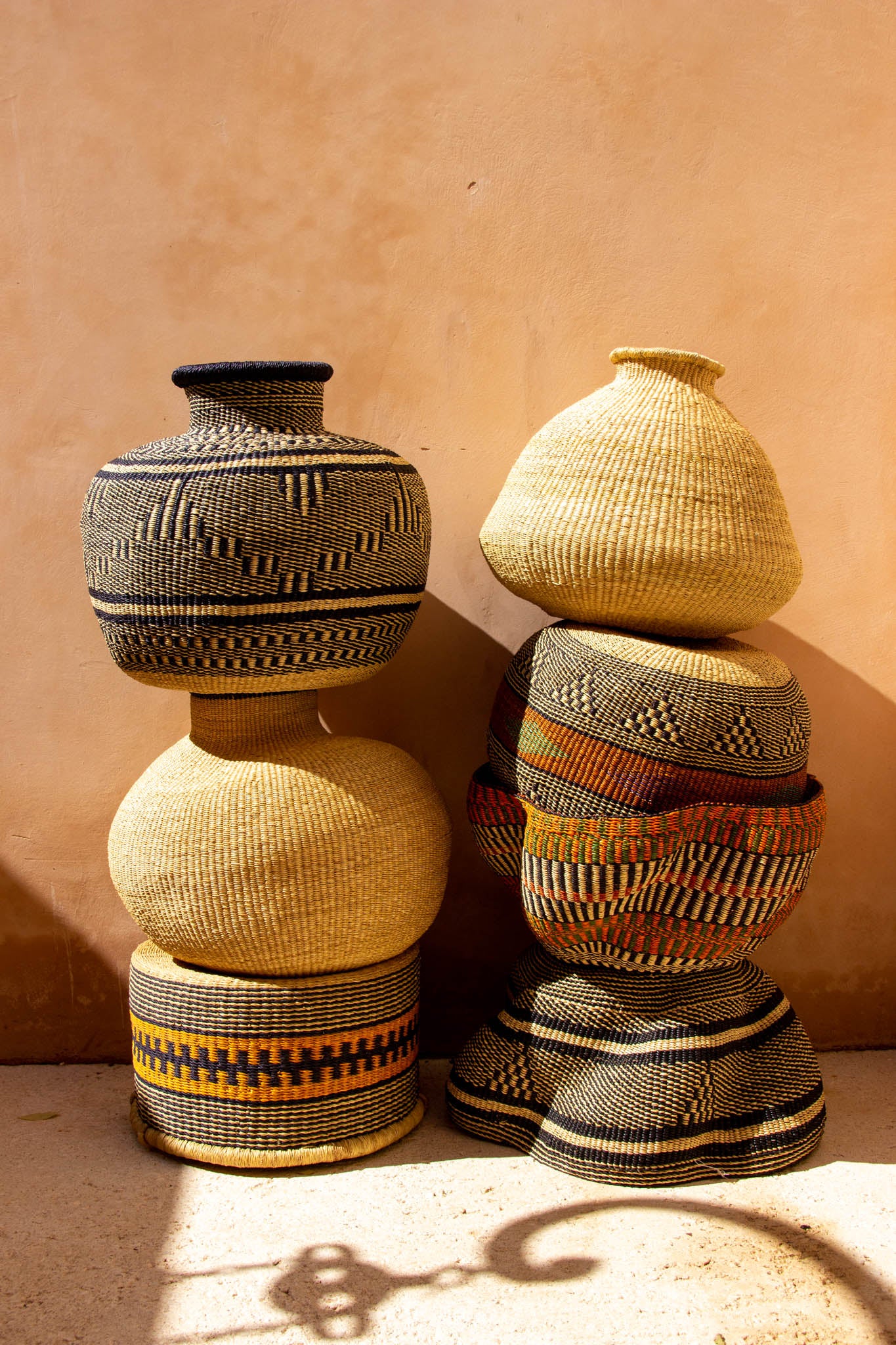 Jumbo Pakurigo Wave color verde y naranja de fibra natural