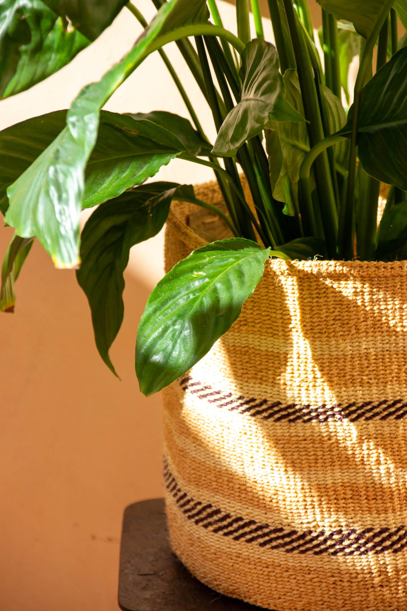 Orange Stripes African sisal basket 