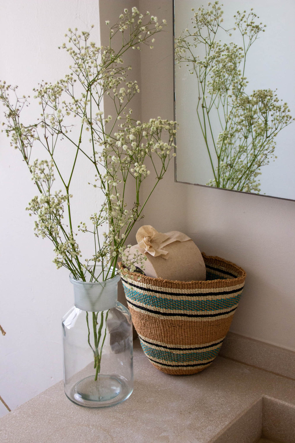 Orange Stripes African sisal basket 