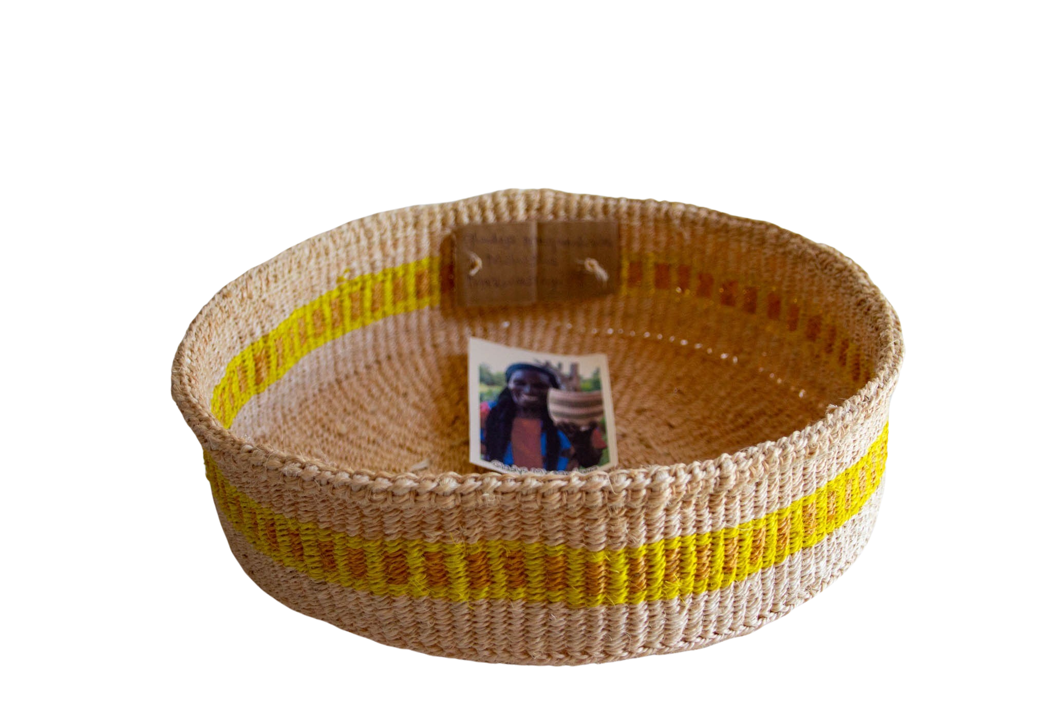 Yellow Hadithi Fruit basket of sisal