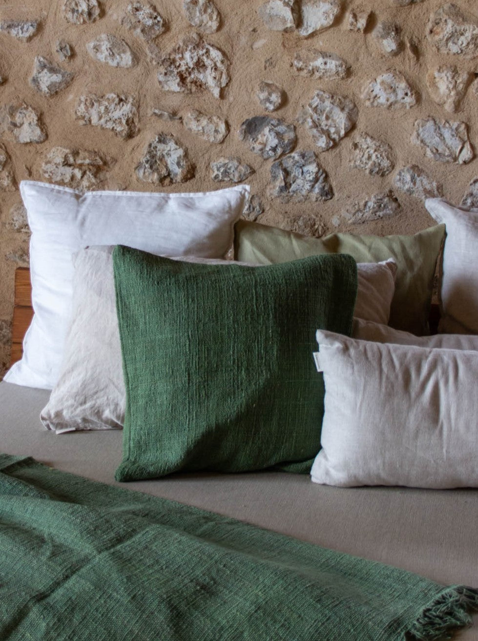 100% recycled green cotton cushion sheath