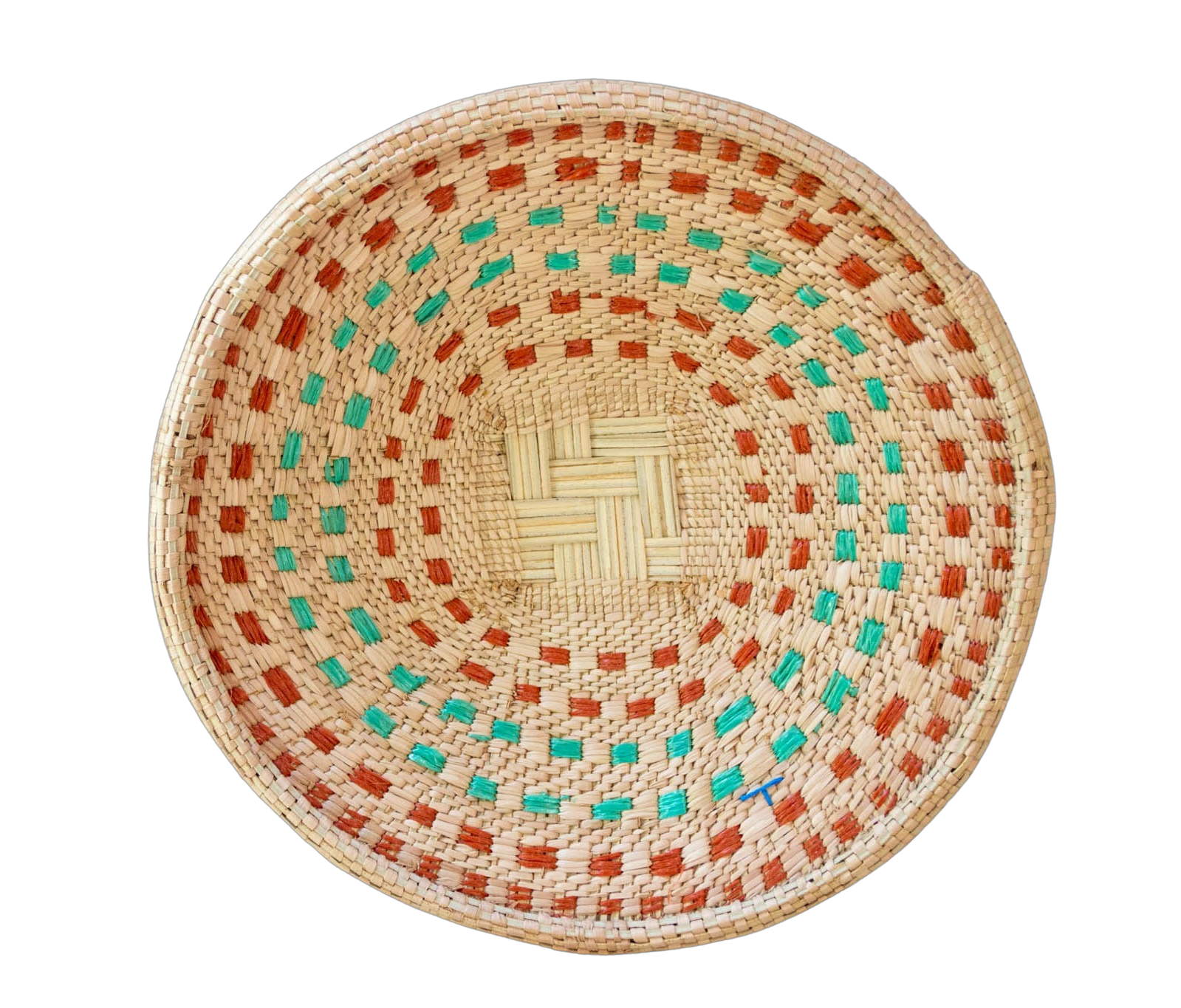 Brick-red and turquoise M Binga african Wall disc