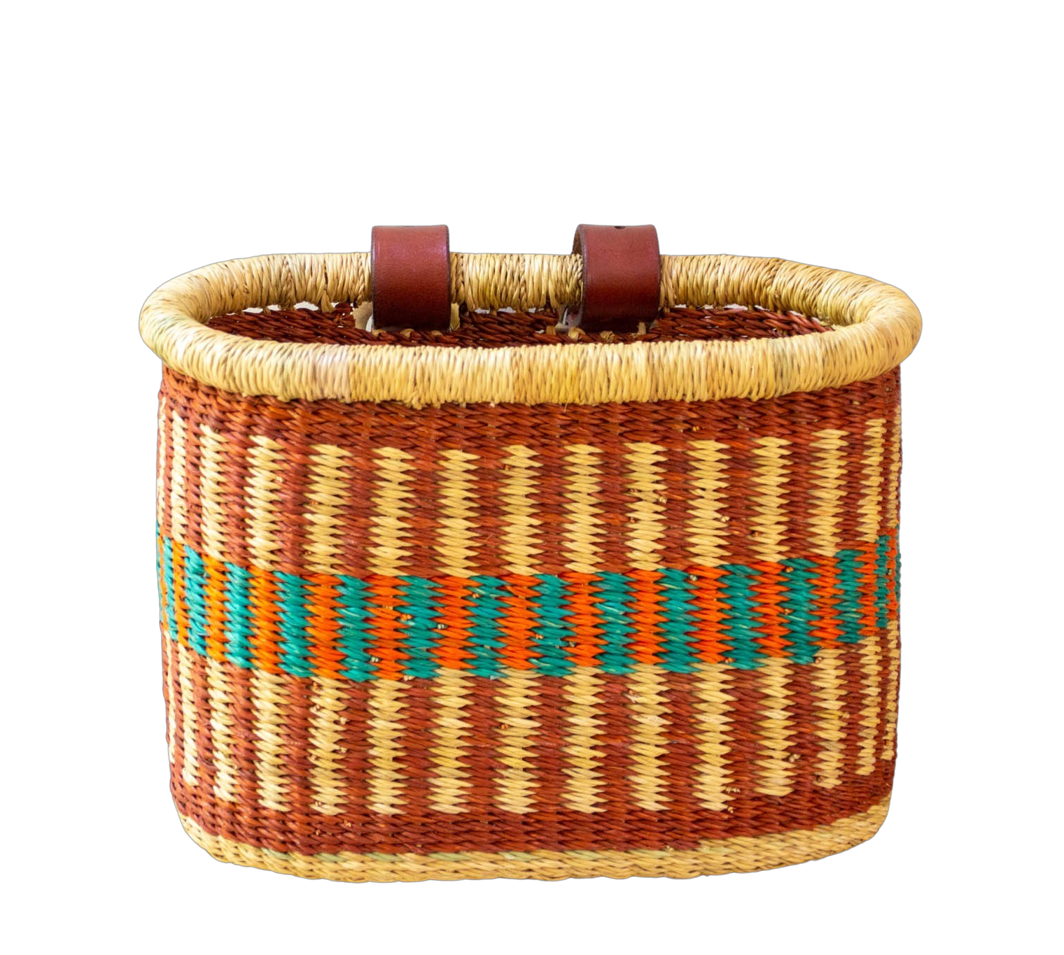 Brik-red and turquoise bicycle basket