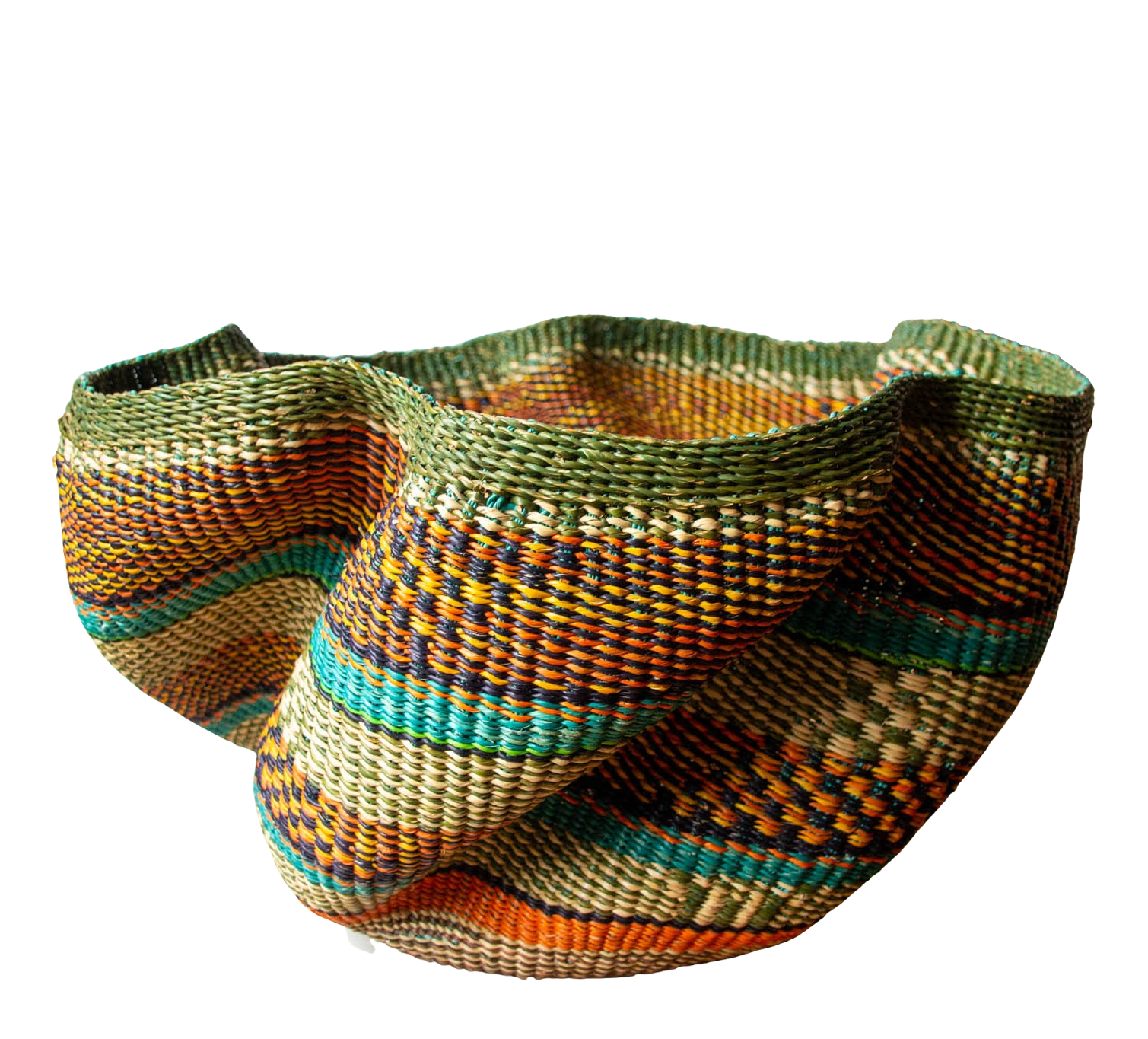 Green and Ocher Jumbo Pakurigo Wave basket