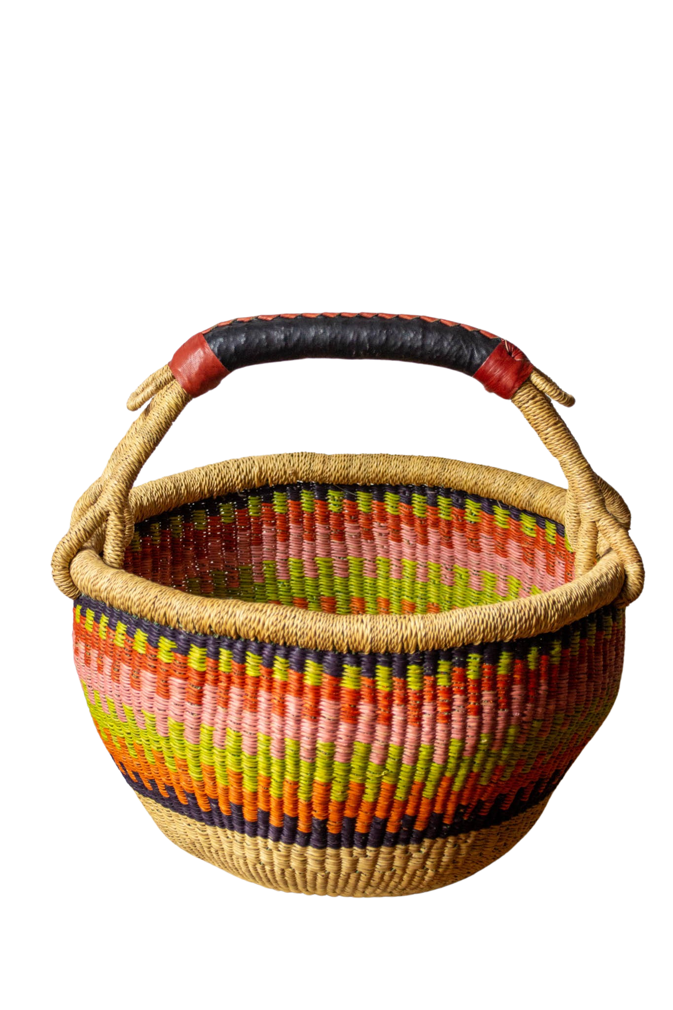 Round basket Pink and Pistachio natural fiber Baba 
