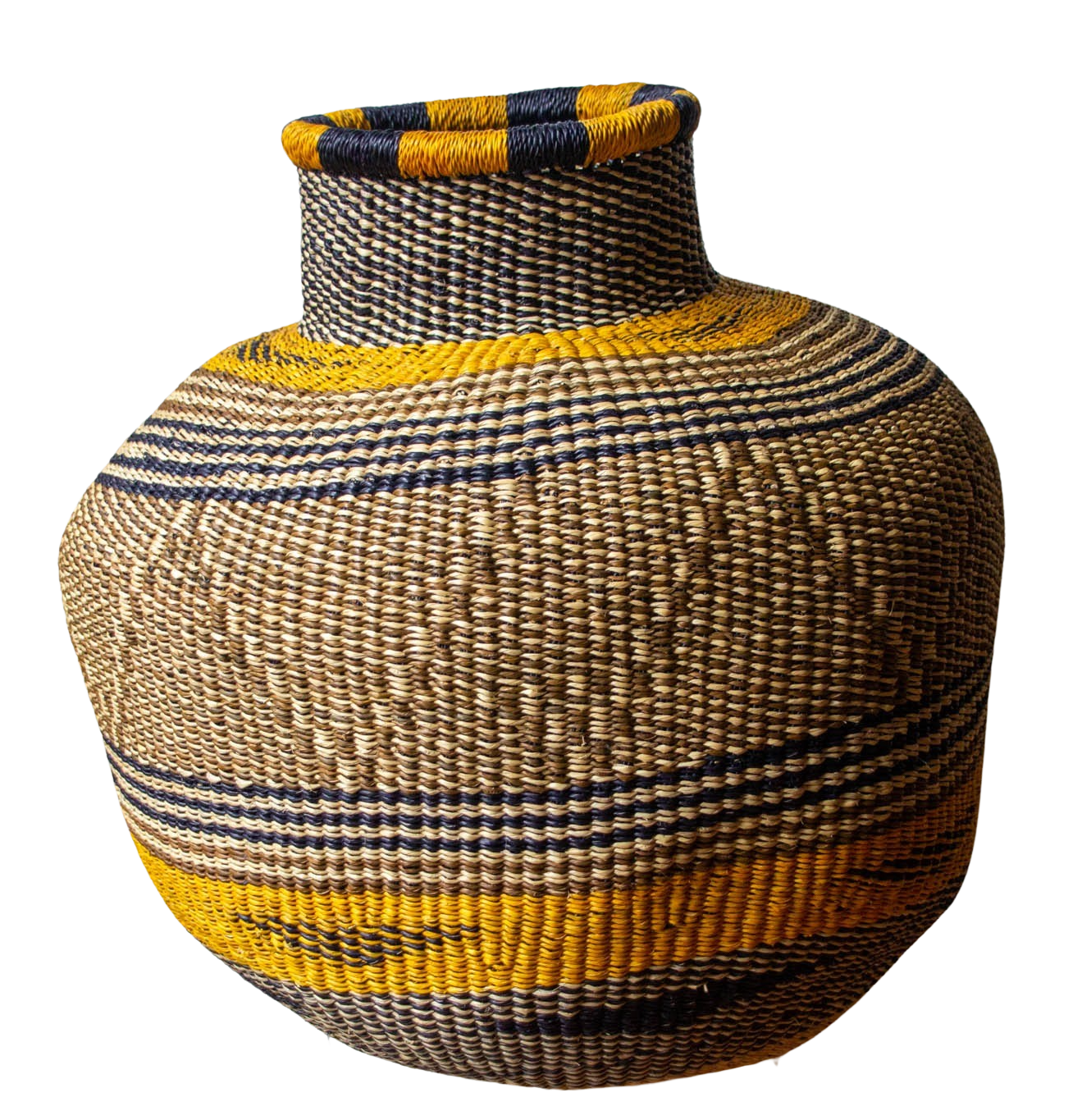 Jumbo Jemima brown and mustard natural fiber basket 