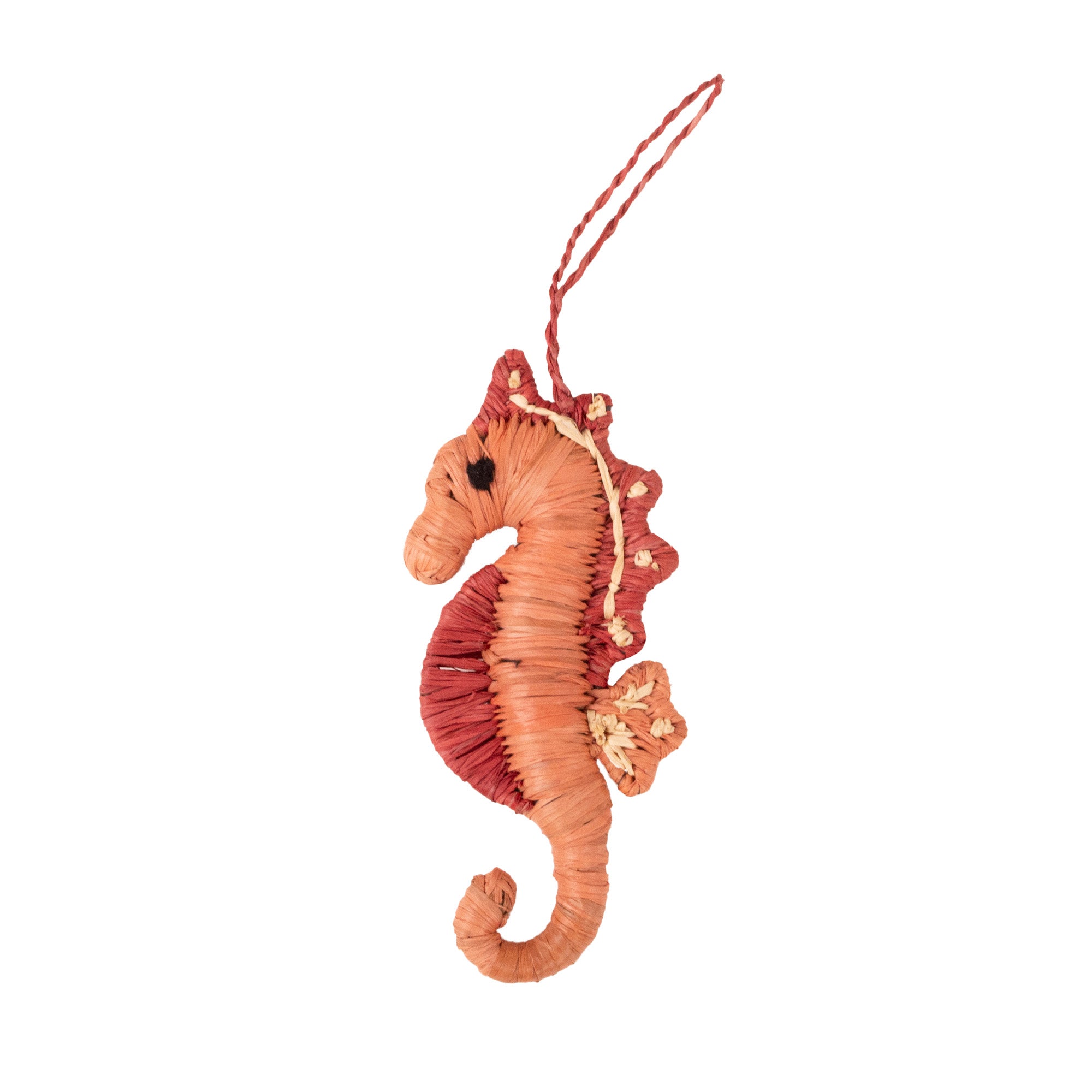Decorative African seahorse pendant made of natural fiber 