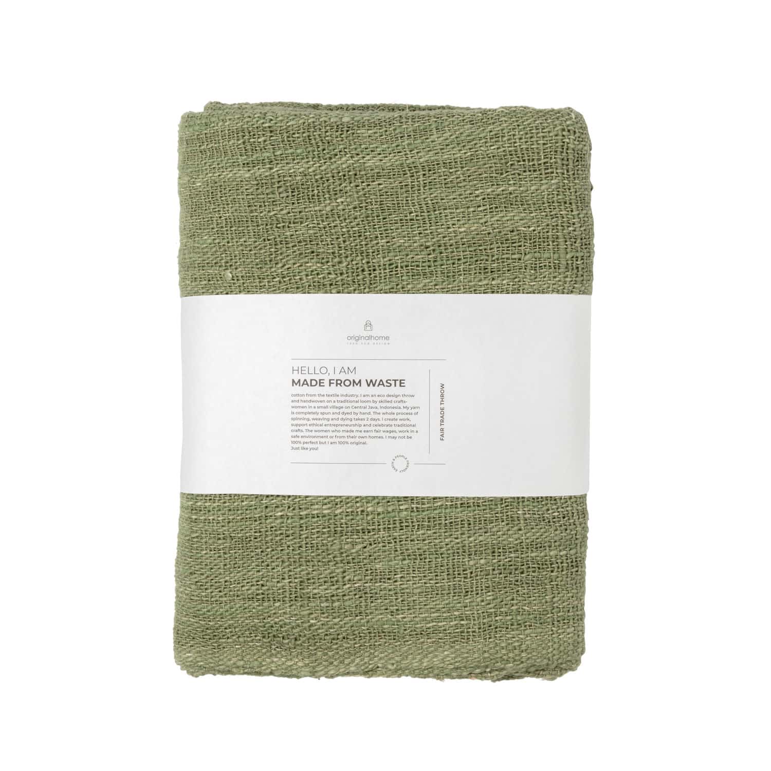 Manta verde XL INDO de algodón reciclado 100%