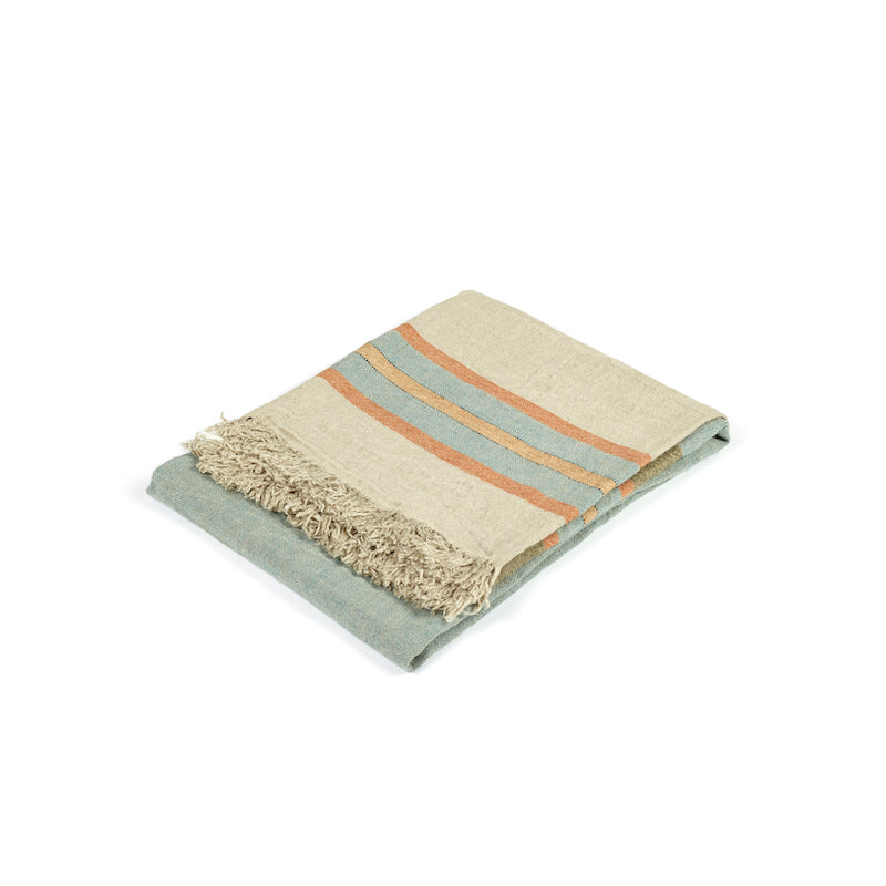Manta o Mantel Multistripe de lino belga 110 x 180 cm