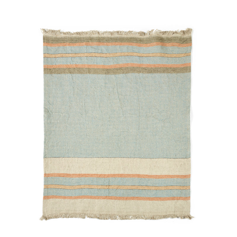 Manta o Mantel Multistripe de lino belga 110 x 180 cm