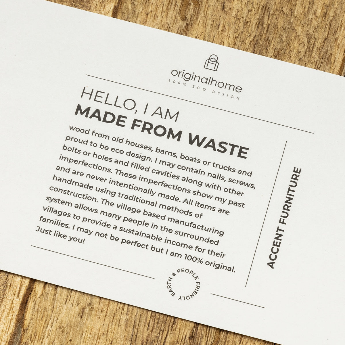 Banco artesanal de madera 100% reciclada