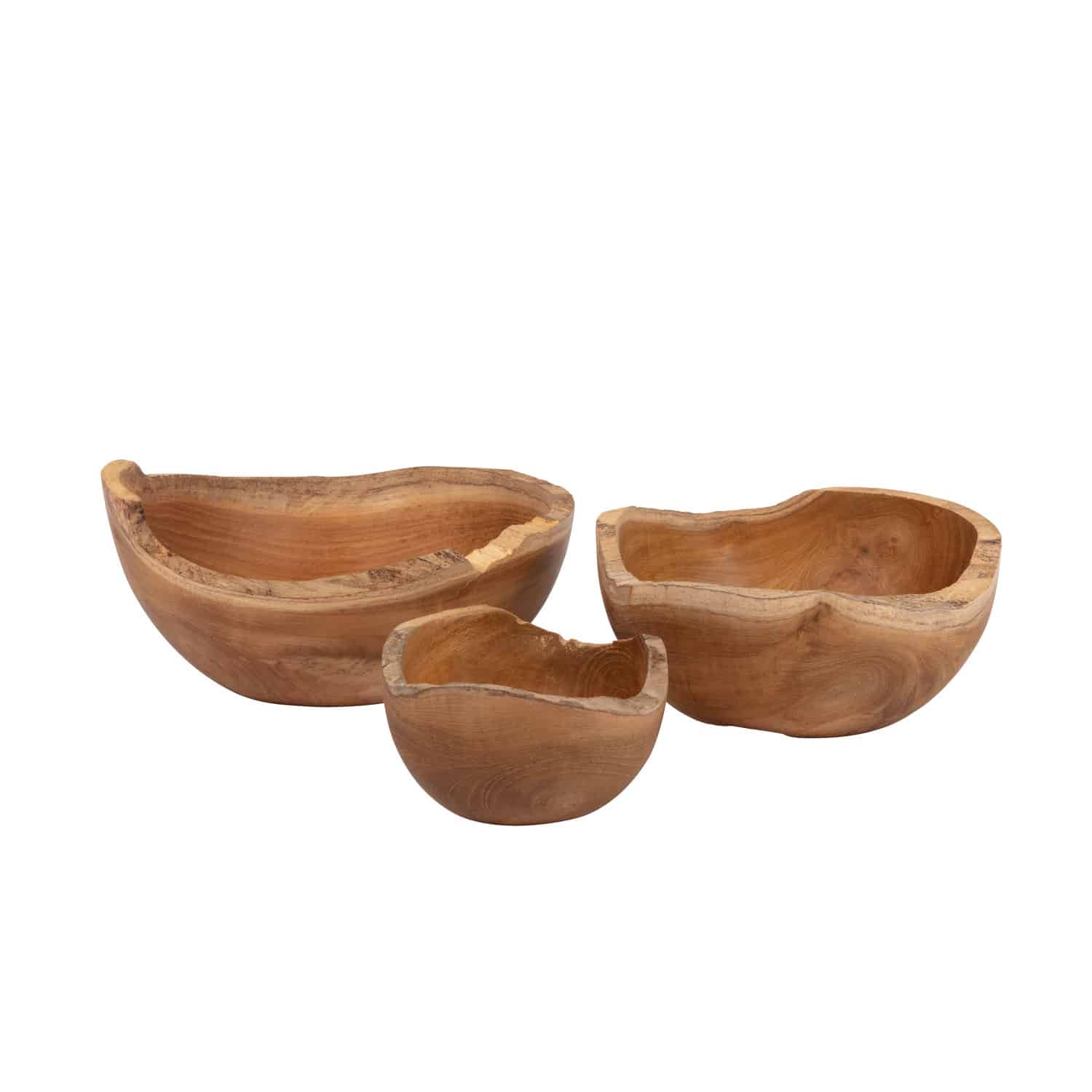 Organic bowl L of reclaimed teak wood