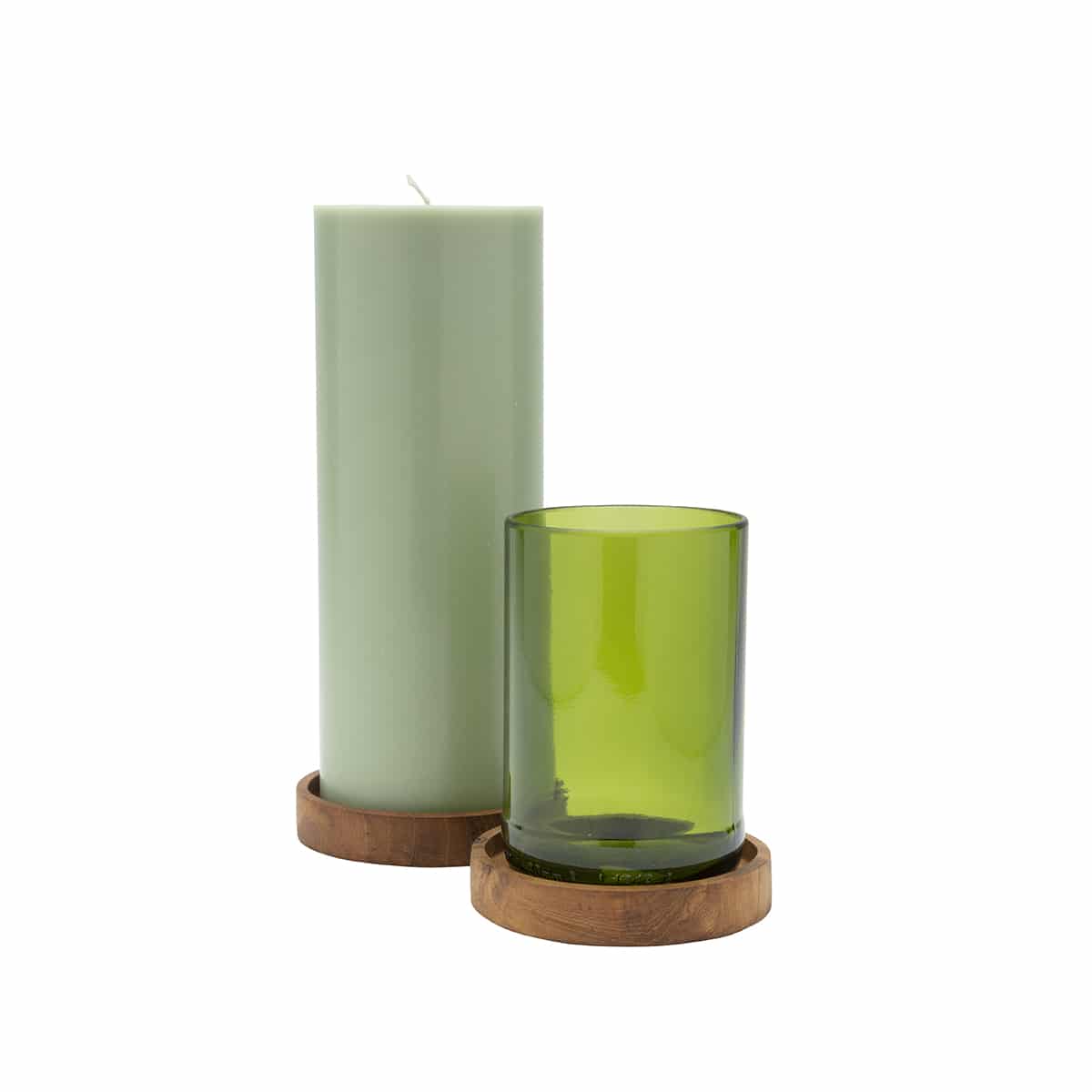 Set of 2 candle holders of reclaimed Teak Wood