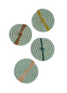 Set de 4 posavasos africanos Multicolor de fibra natural