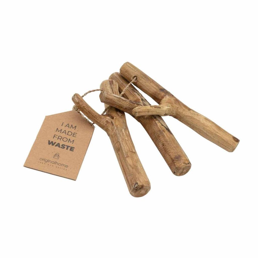 Set de 3 colgadores Indo de madera reciclada