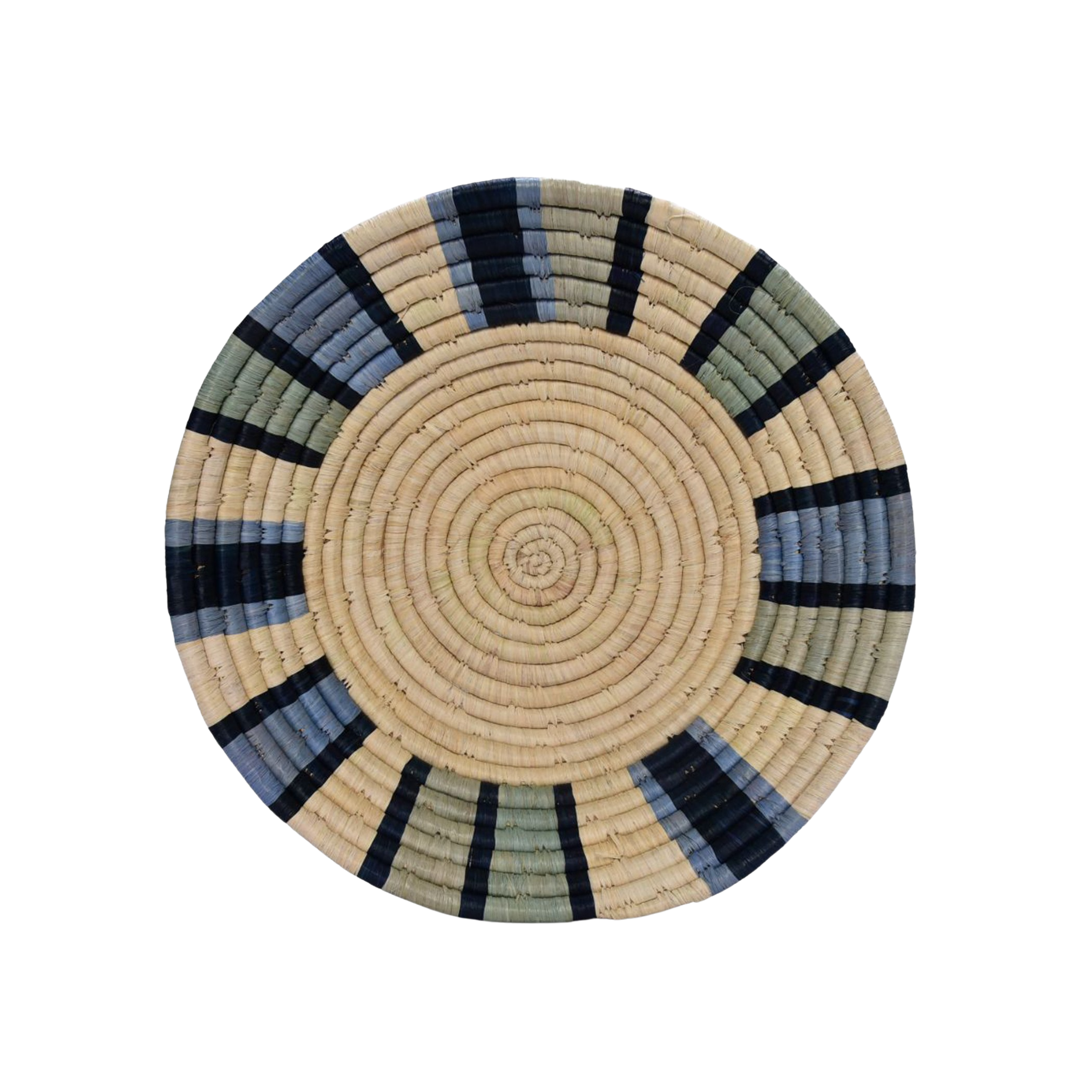 Cesta africana decorativa Blue Stripes de fibra natural - Cesta - ETHNICA DECO
