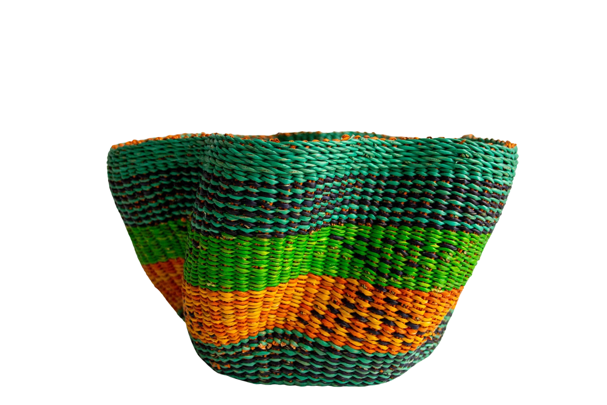 Turquoise and Orange Tiny Pakurigo Wave basket