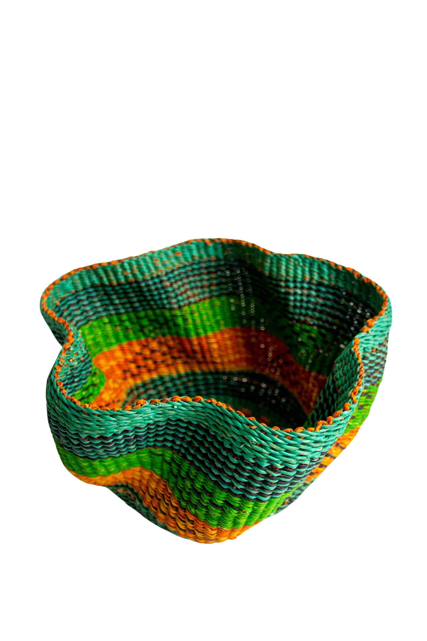 Turquoise and Orange Tiny Pakurigo Wave basket