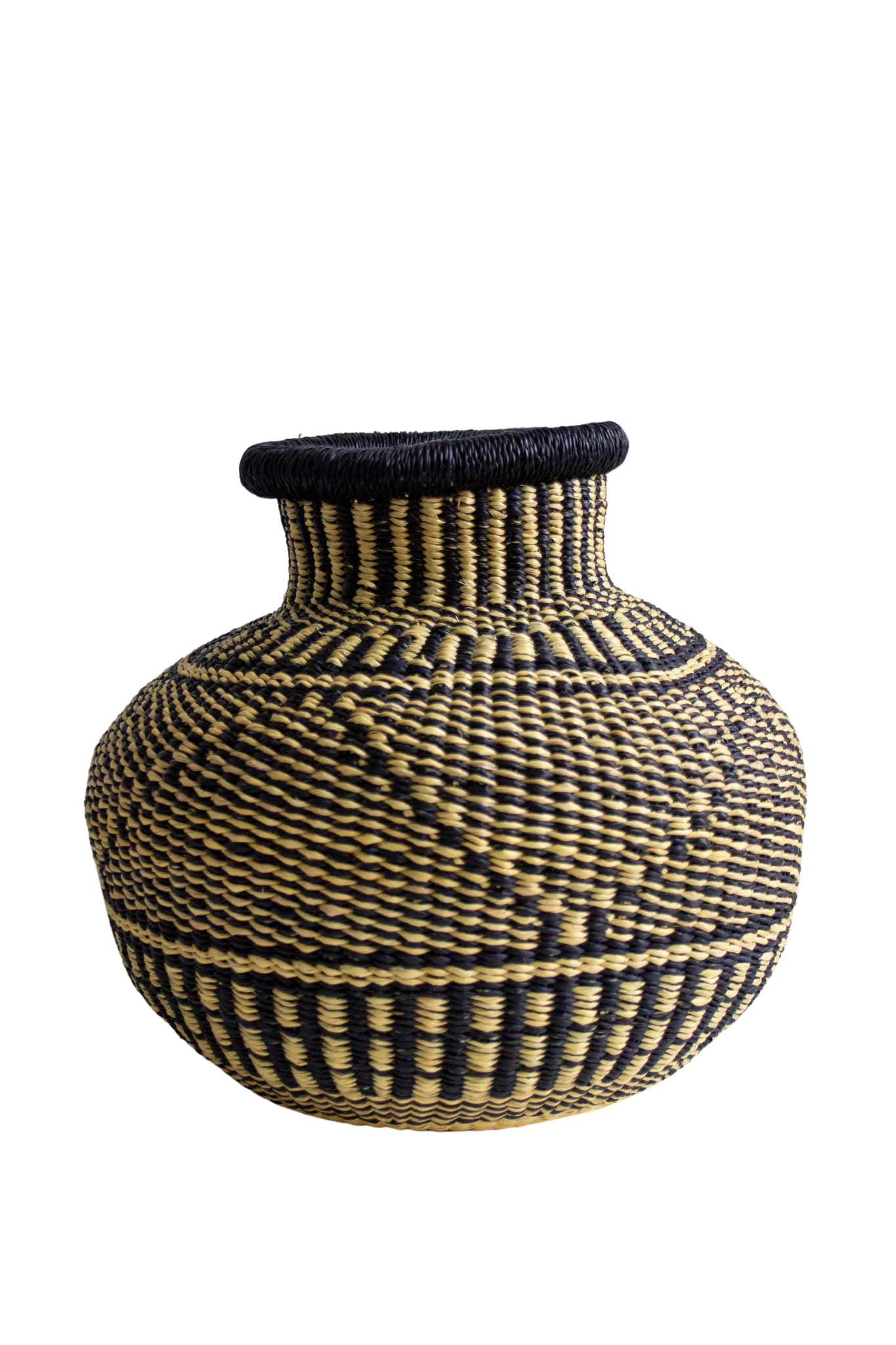 African basket Tiny Jemima B&W of natural fiber